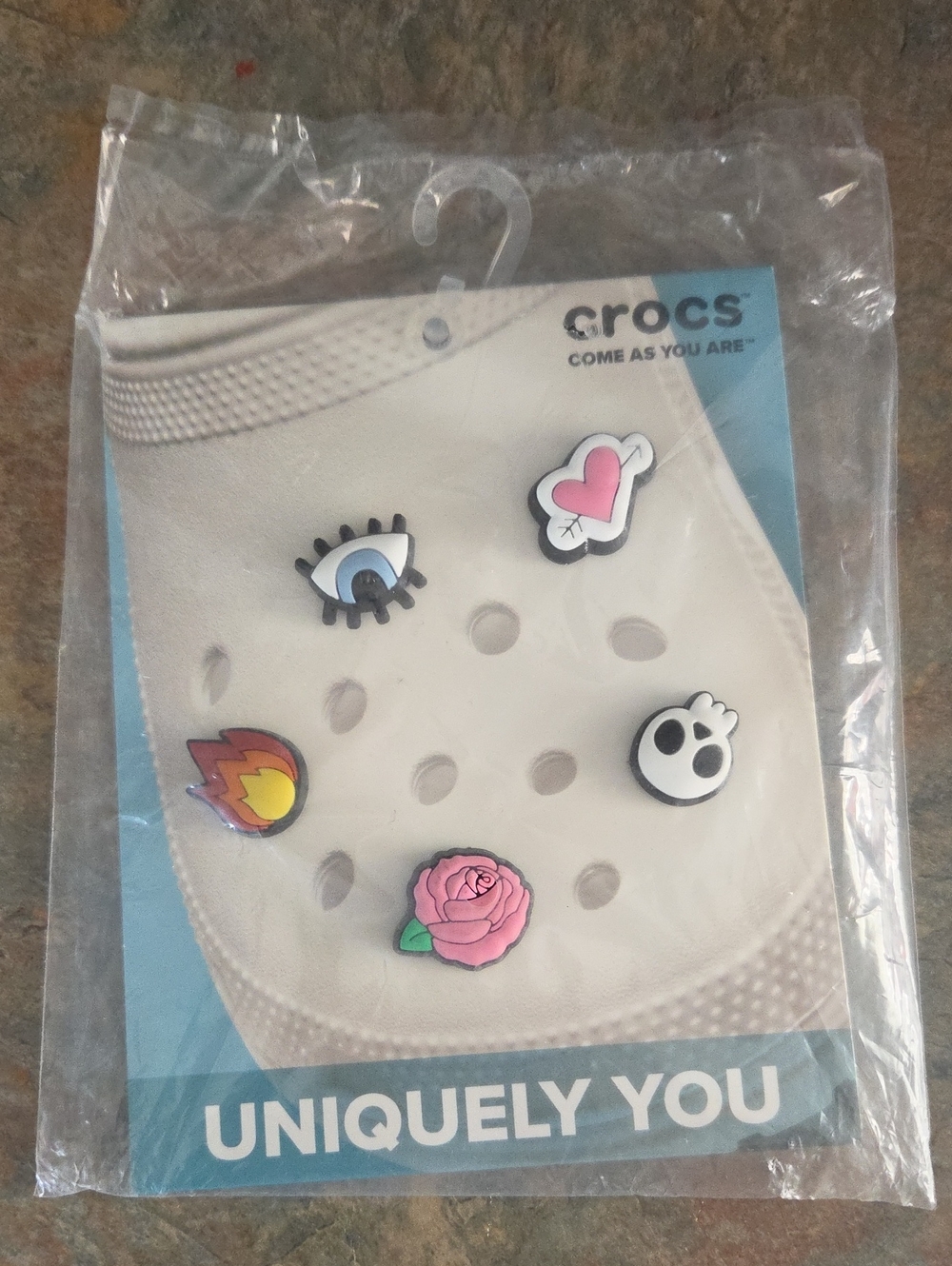 CROCS Kids Jibbitz Charm Set - Pink Rose & Multicolor Icons